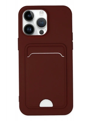 Newface iPhone 14 Pro Kılıf Kelvin Kartvizitli Silikon - Bordo