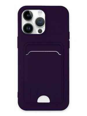 Newface iPhone 14 Pro Kılıf Kelvin Kartvizitli Silikon - Derin Mor