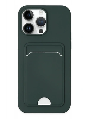 Newface iPhone 14 Pro Kılıf Kelvin Kartvizitli Silikon - Koyu Yeşil
