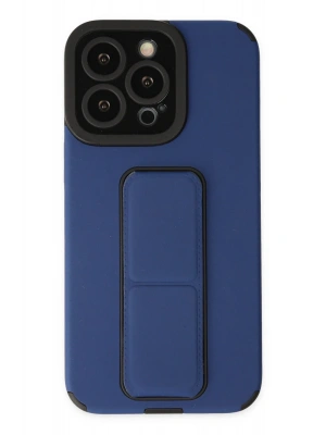 Newface iPhone 14 Pro Kılıf Mega Standlı Silikon - Mavi