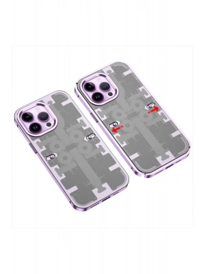 Newface iPhone 14 Pro Kılıf Mekanik Bumper Kapak - Derin Mor