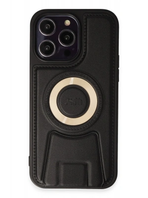 Newface iPhone 14 Pro Kılıf Merkür Magneticsafe Standlı Kapak - Siyah