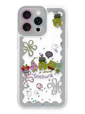 Newface iPhone 14 Pro Kılıf Sweet Desenli Silikon Kapak - Açık Mavi