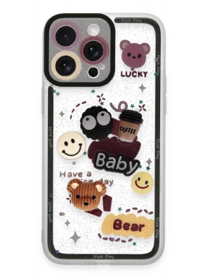 Newface iPhone 14 Pro Kılıf Sweet Desenli Silikon Kapak - Sarı