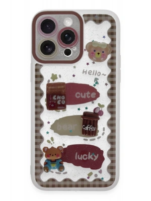 Newface iPhone 14 Pro Kılıf Sweet Desenli Silikon Kapak - Şeffaf