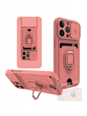 Newface iPhone 14 Pro Kılıf Zuma Kartvizitli Yüzüklü Silikon - Pembe