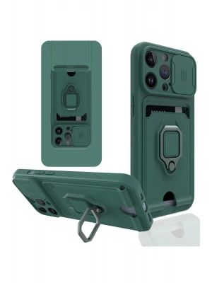 Newface iPhone 14 Pro Kılıf Zuma Kartvizitli Yüzüklü Silikon - Yeşil