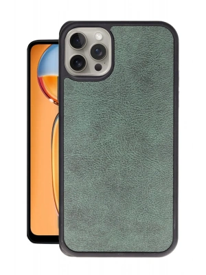 Newface iPhone 14 Pro Max Kılıf Aras Deri Kapak - Koyu Yeşil