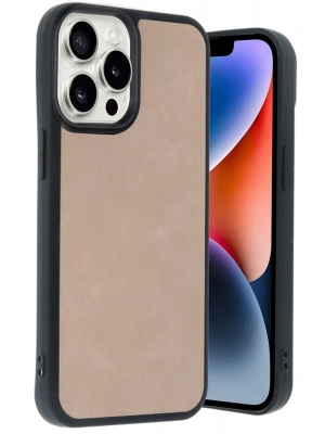 Newface iPhone 14 Pro Max Kılıf Aras Deri Kapak - Pudra