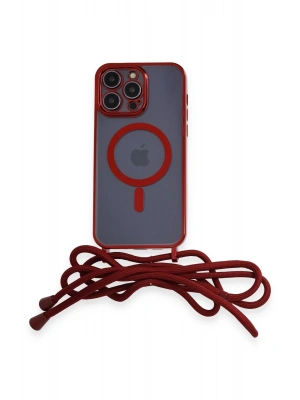 Newface iPhone 14 Pro Max Kılıf Divo Lazer Askılı Magsafe Kapak - Kırmızı