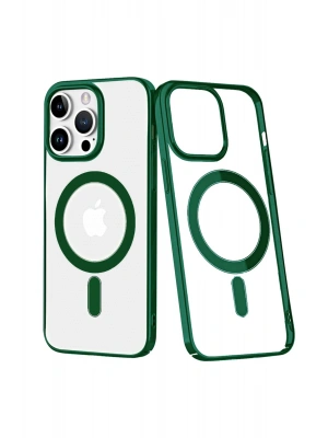 Newface iPhone 14 Pro Max Kılıf Element Magneticsafe Sert Kapak - Köknar Yeşili