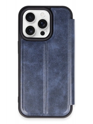 Newface iPhone 14 Pro Max Kılıf Flip Cover - Lacivert