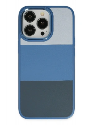 Newface iPhone 14 Pro Max Kılıf King Kapak - Açık Mavi-Lacivert