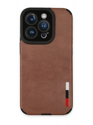 Newface iPhone 14 Pro Max Kılıf Loop Deri Silikon - Kahverengi