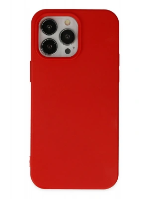 Newface iPhone 14 Pro Max Kılıf Nano içi Kadife Silikon - Kırmızı