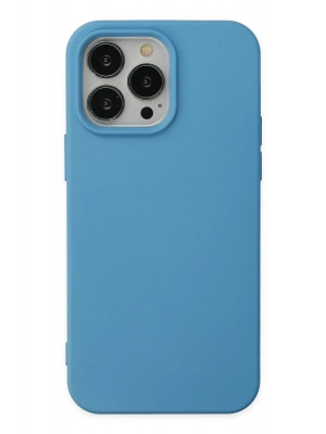 Newface iPhone 14 Pro Max Kılıf Nano içi Kadife Silikon - Mavi