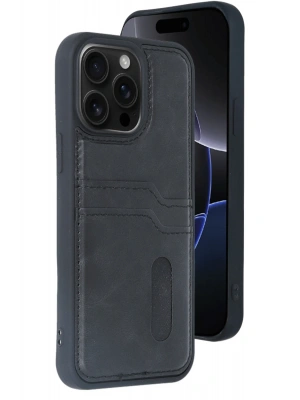 Newface iPhone 14 Pro Max Kılıf Sara Kartvizitli Deri Kılıf - Siyah