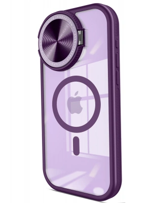 Newface iPhone 14 Pro Max Kılıf Teleskop Lens Magsafe Silikon Kapak - Derin Mor