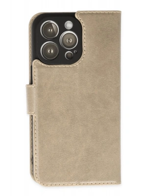 Newface iPhone 14 Pro Max Kılıf Trend S Plus Kapaklı Kılıf - Gold