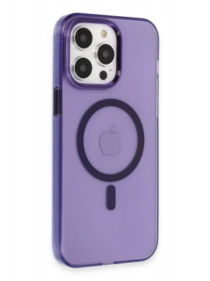 Newface iPhone 14 Pro Max Kılıf Tron Şeffaf Magsafe Kapak - Derin Mor