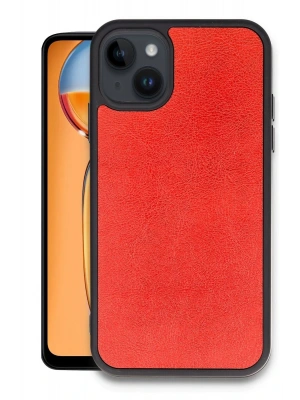 Newface iPhone 15 Kılıf Aras Deri Kapak - Kırmızı