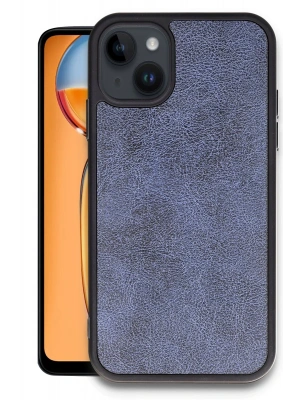 Newface iPhone 15 Kılıf Aras Deri Kapak - Lacivert