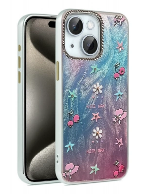 Newface iPhone 15 Kılıf Blade Aynalı Desenli Kapak - Desen 4