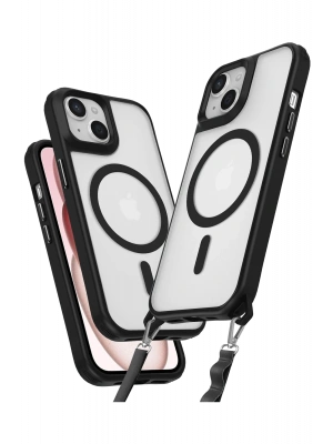 Newface iPhone 15 Kılıf Enka Magsafe Silikon Kılıf - Siyah