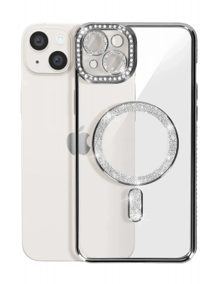 Newface iPhone 15 Kılıf Joke Simli Magneticsafe Kılıf - Siyah