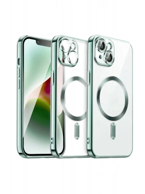 Newface iPhone 15 Kılıf Kross Magneticsafe Kapak - Açık Yeşil