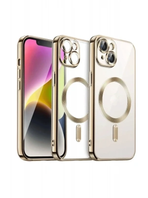Newface iPhone 15 Kılıf Kross Magneticsafe Kapak - Gold