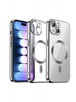 Newface iPhone 15 Kılıf Kross Magneticsafe Kapak - Gümüş