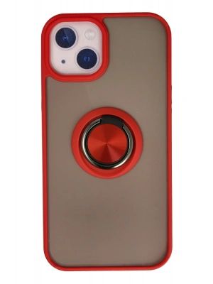 Newface iPhone 15 Kılıf Montreal Yüzüklü Silikon Kapak - Kırmızı