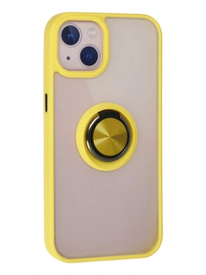 Newface iPhone 15 Kılıf Montreal Yüzüklü Silikon Kapak - Sarı
