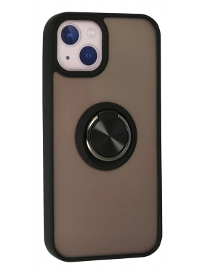 Newface iPhone 15 Kılıf Montreal Yüzüklü Silikon Kapak - Siyah