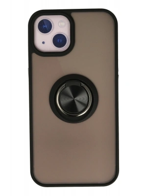 Newface iPhone 15 Kılıf Montreal Yüzüklü Silikon Kapak - Siyah