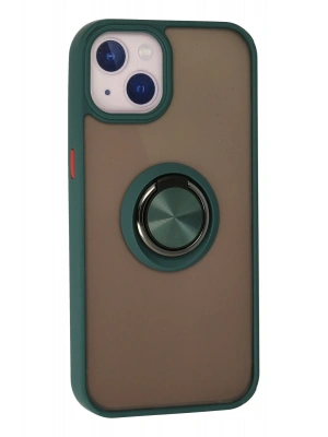 Newface iPhone 15 Kılıf Montreal Yüzüklü Silikon Kapak - Yeşil