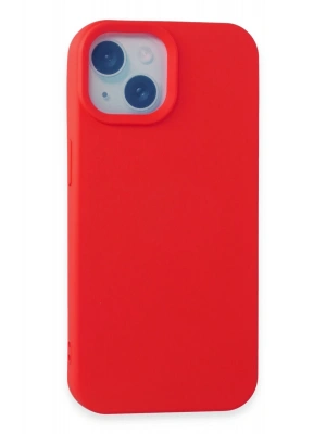 Newface iPhone 15 Kılıf Nano içi Kadife Silikon - Kırmızı