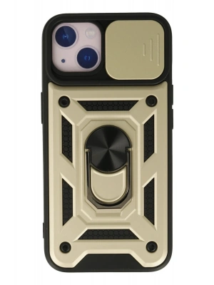 Newface iPhone 15 Kılıf Pars Lens Yüzüklü Silikon - Gold