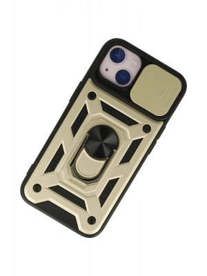 Newface iPhone 15 Kılıf Pars Lens Yüzüklü Silikon - Gold