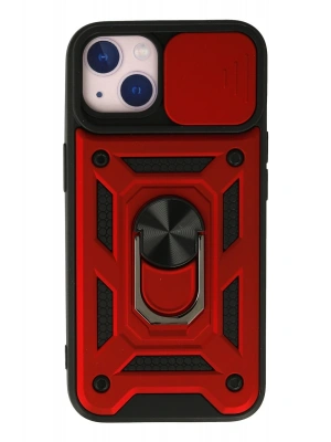 Newface iPhone 15 Kılıf Pars Lens Yüzüklü Silikon - Kırmızı