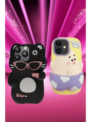 Newface iPhone 15 Kılıf Poky Karakter Silikon Kapak - Desen 5
