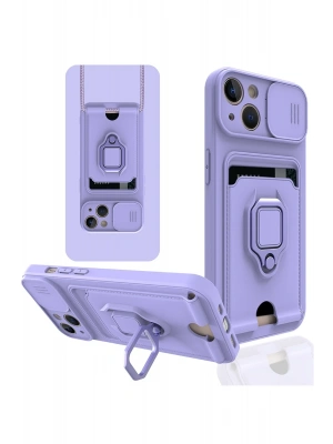 Newface iPhone 15 Kılıf Zuma Kartvizitli Yüzüklü Silikon - Lila