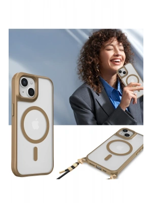 Newface iPhone 15 Plus Kılıf Enka Magsafe Silikon Kılıf - Desert