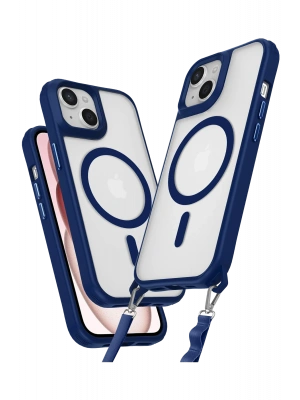 Newface iPhone 15 Plus Kılıf Enka Magsafe Silikon Kılıf - Lacivert