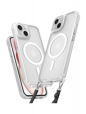 Newface iPhone 15 Plus Kılıf Enka Magsafe Silikon Kılıf - Şeffaf