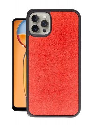 Newface iPhone 15 Pro Kılıf Aras Deri Kapak - Kırmızı