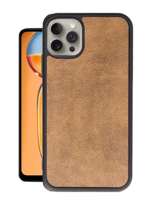 Newface iPhone 15 Pro Kılıf Aras Deri Kapak - Taba