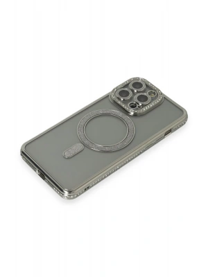 Newface iPhone 15 Pro Kılıf Joke Simli Magneticsafe Kılıf - Gri