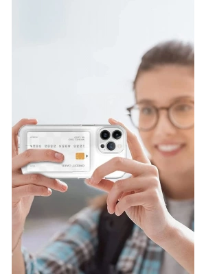 Newface iPhone 15 Pro Kılıf Kart Şeffaf Silikon - Şeffaf